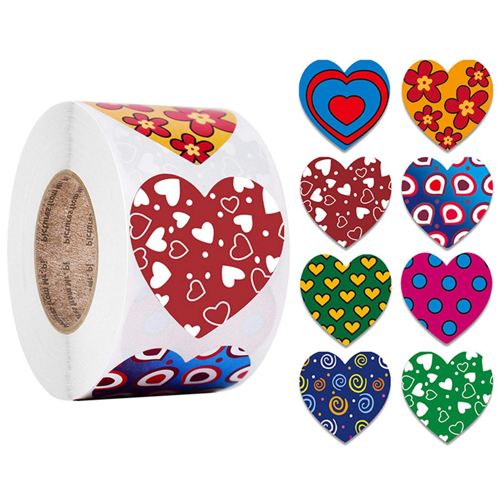 500 Rolls Valentine's Day Heart Stickers - 3.8cm Red Tape Stickers for Wall Decor, Gift Wrapping, Party Favors & Craft Projects - Self-Adhesive Decorative Stickers for Packaging, Scrapbooking & DIY