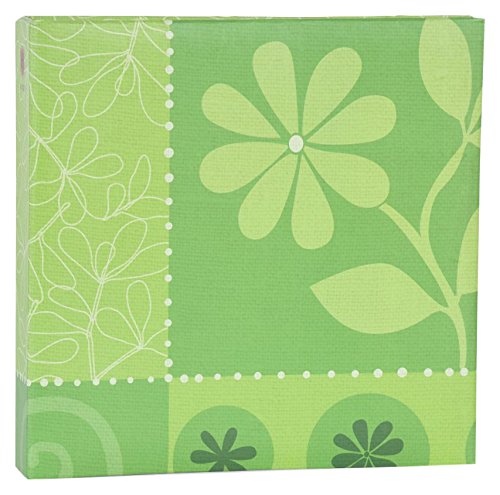 Henzo 200 Photo Album - Green Floral Scrapbook (25.5 x 19.5 x 5.5 cm) for Wedding, Baby Shower & Memory Keeping | Slip-in Design with Flower Festival Pattern