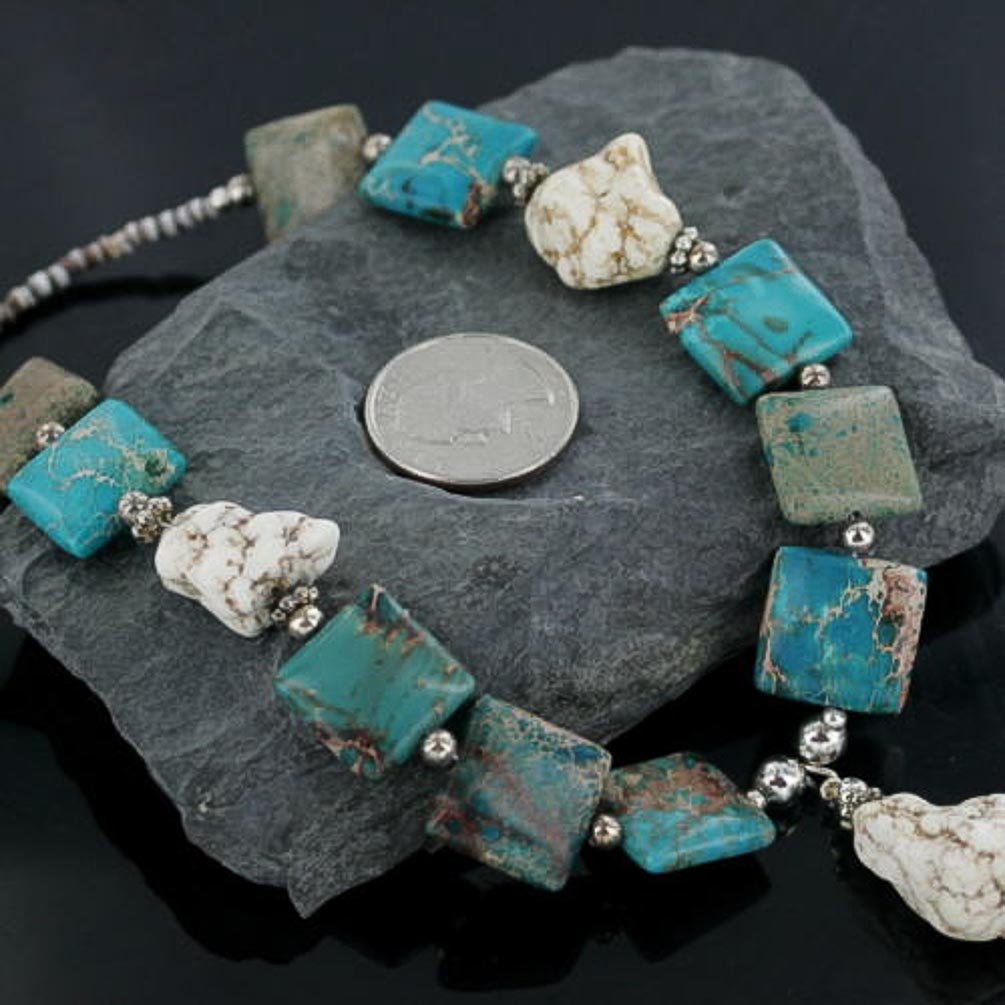 Authentic Navajo Sterling Silver & Magnesite Native American Handmade Necklace by Loma Siiva - Perfect for Boho Fashion, Cultural Events & Gift Giving