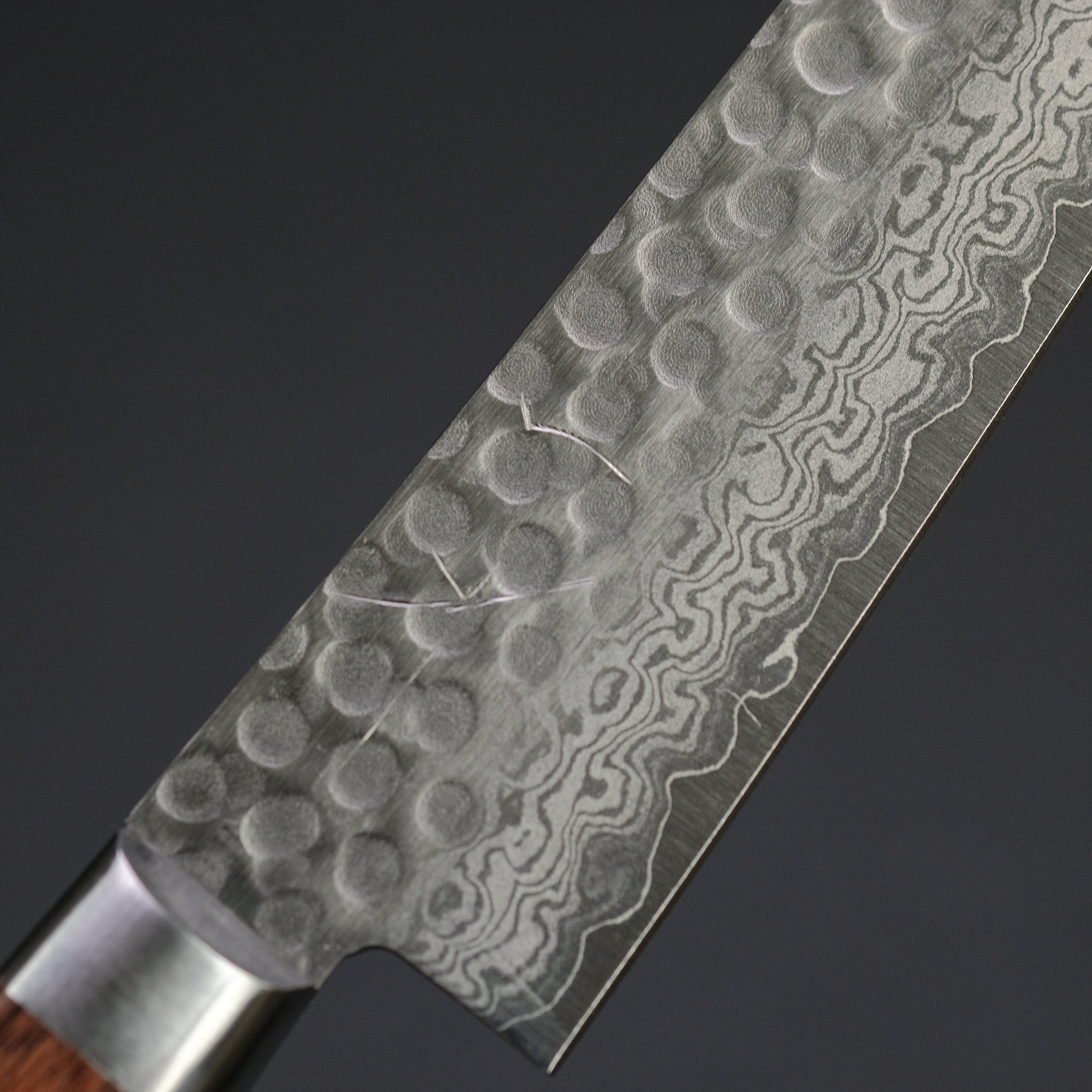 Hitohira HG Tsuchime Damascus 140mm Petty Knife with Imitation Mahogany Handle - Japanese Kitchen Knife for Precision Slicing, Fruit Cutting & Small Kitchen Tasks