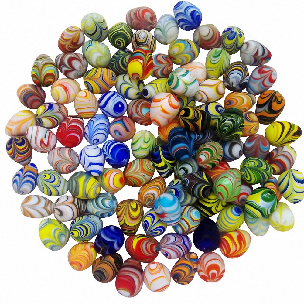 OMEM 7-Color Glass Crystal Stones for Aquarium Decor - Fish Tank Gravel, Vase Filler, Plant Plate Base - Natural Looking Decorative Stones (10-Pack Large Size) - Perfect for Home Aquariums, Terrariums & DIY Crafts
