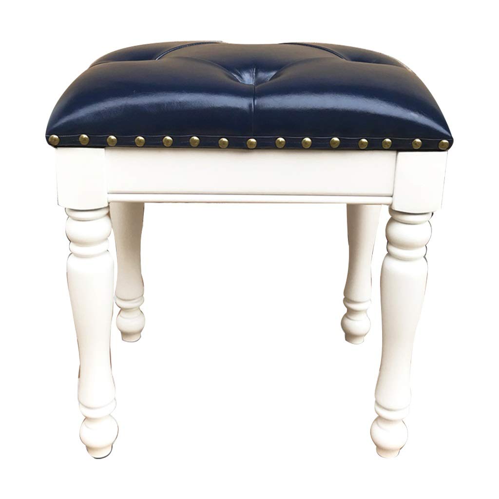 Blue Vanity Stool Bench - 40x30x45cm Multi-Purpose Seat for Bedroom, Porch, Shoe Changing & Piano - Durable Home Decor Accent Stool for Women's Dressing Area, Entryway & Small Dining Spaces