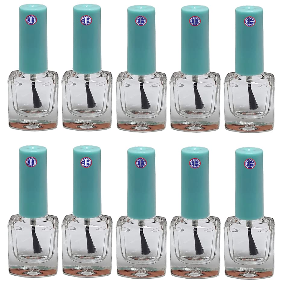 5ml Empty Nail Polish Bottles with Brush Cap - Pack of 10 Clear Glass Bottles for DIY Nail Art, Cuticle Oils & Beauty Products | Reusable Cosmetic Containers | Perfect for Salons, Home Manicures & Travel