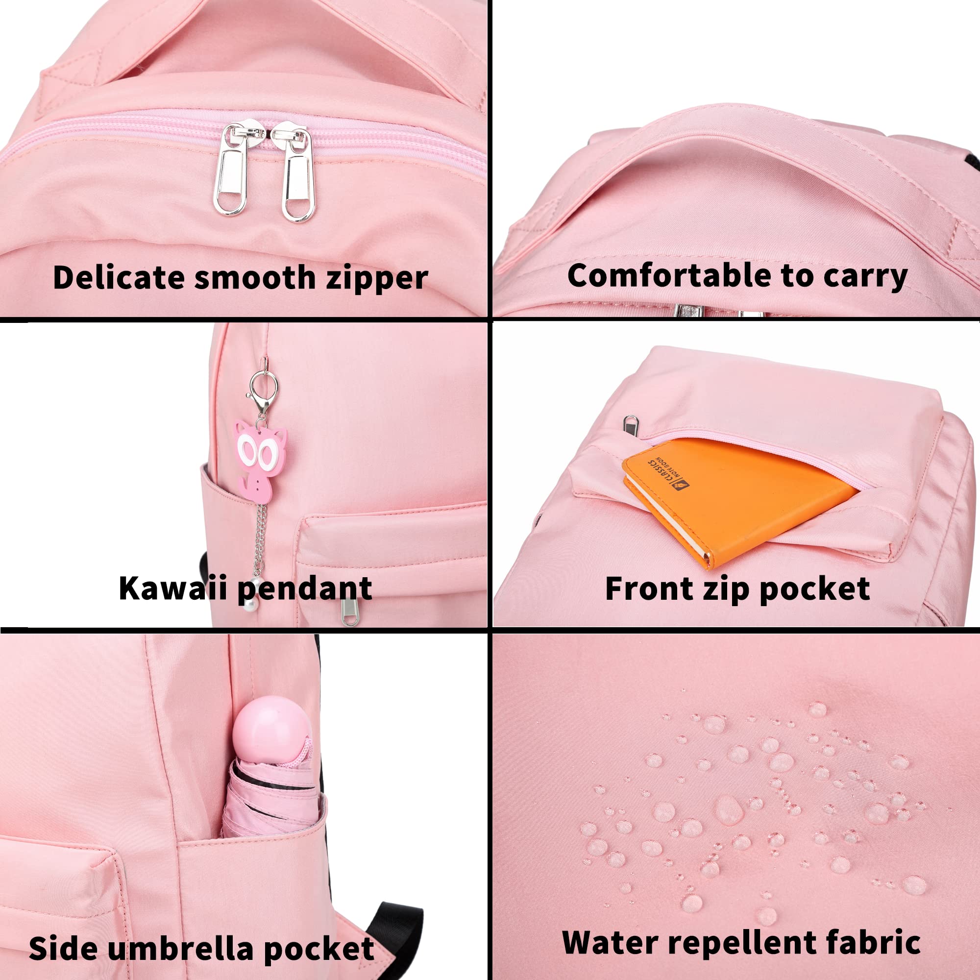 16.5 Inch Pink Kawaii Laptop Backpack with Cute Pendant - Aesthetic Taro Purple Cute Backpack for Women & Girls - Perfect for School, College, Work & Travel