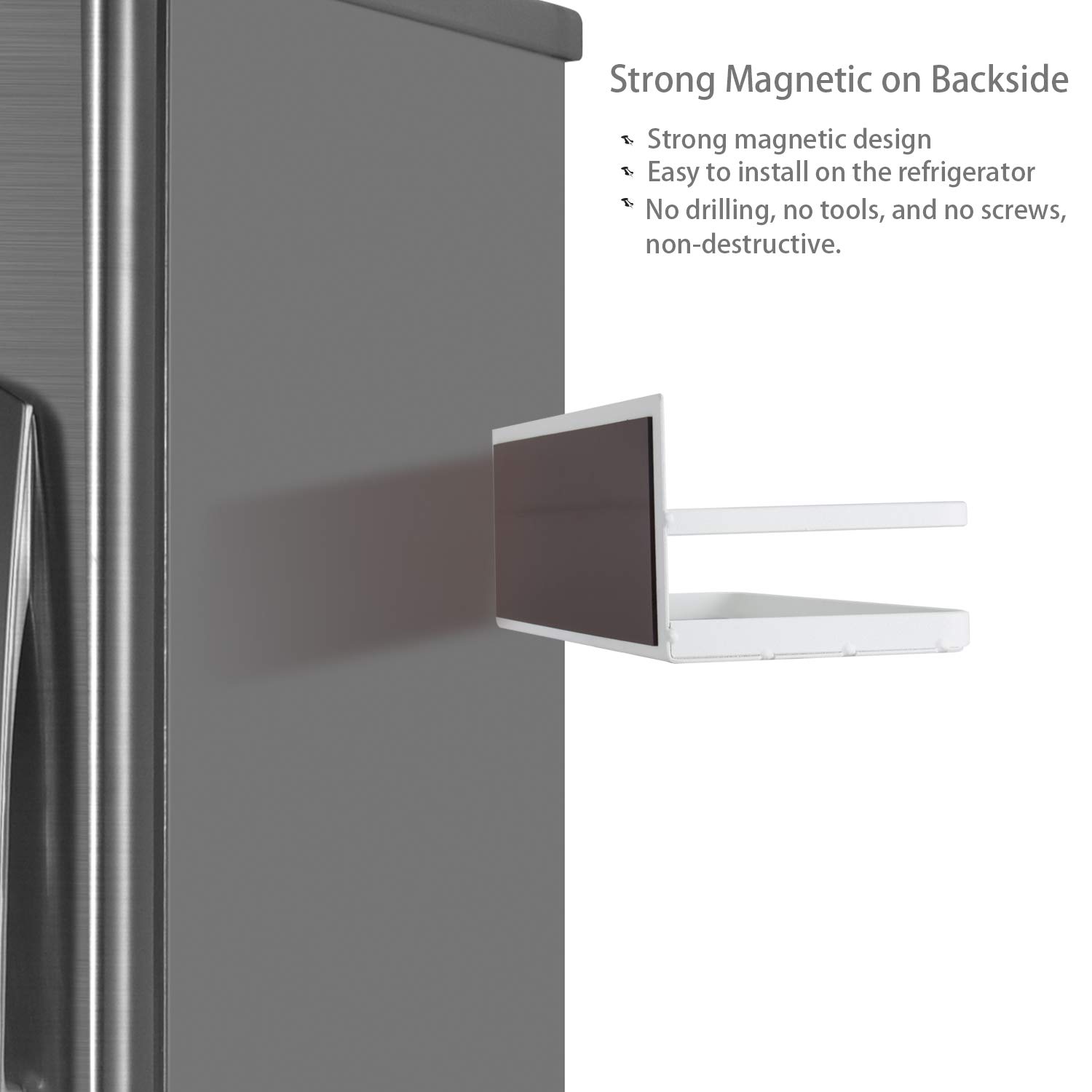 Single Tier Magnetic Spice Rack for Refrigerator - Easy Install Spice Organizer Shelf | Perfect for Kitchen Organization & Space Saving Storage