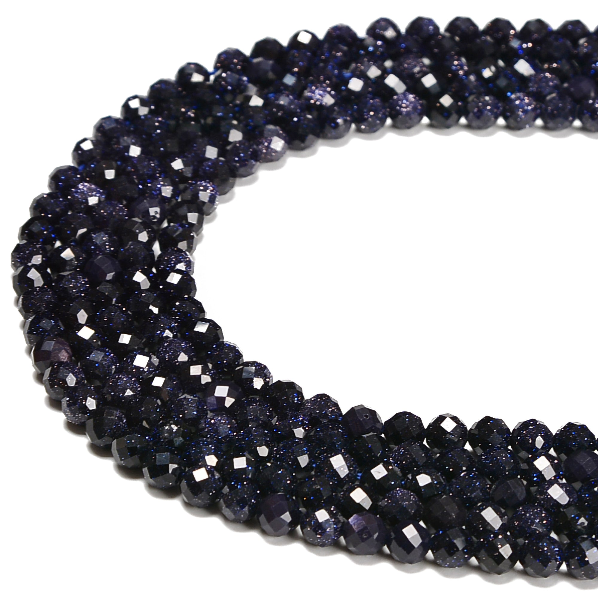 Blue Sandstone Faceted Round Beads 2mm 3mm 4mm - 15.5 Inch Strand for Jewelry Making, DIY Bracelets, Necklaces & Craft Projects