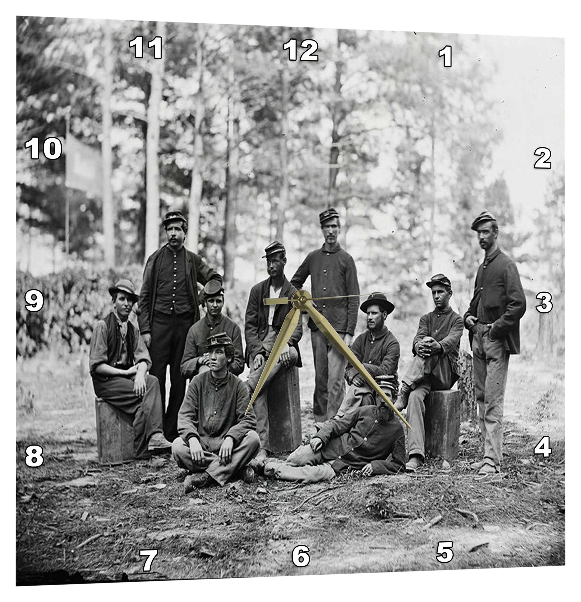 3D Rose 10 Inch Silent Wall Clock with Civil War Soldiers Picture - Famous People and Places Decor - Perfect for Home, Office, or Historical Theme Room