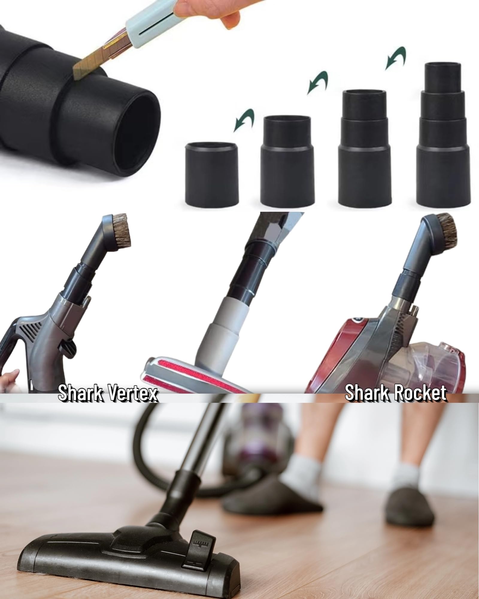 3Pcs Vacuum Hose Adapter Kit (1-3/8