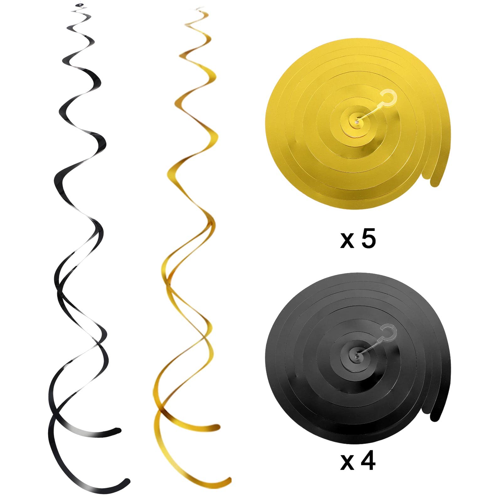 Blulu 30-Piece Black & Gold Retirement Party Decorations Set - Hanging Swirls for Retirement Celebrations (Men & Women) - Perfect for Office Farewell Parties, Retirement Home Decor & 2025 Milestone Events