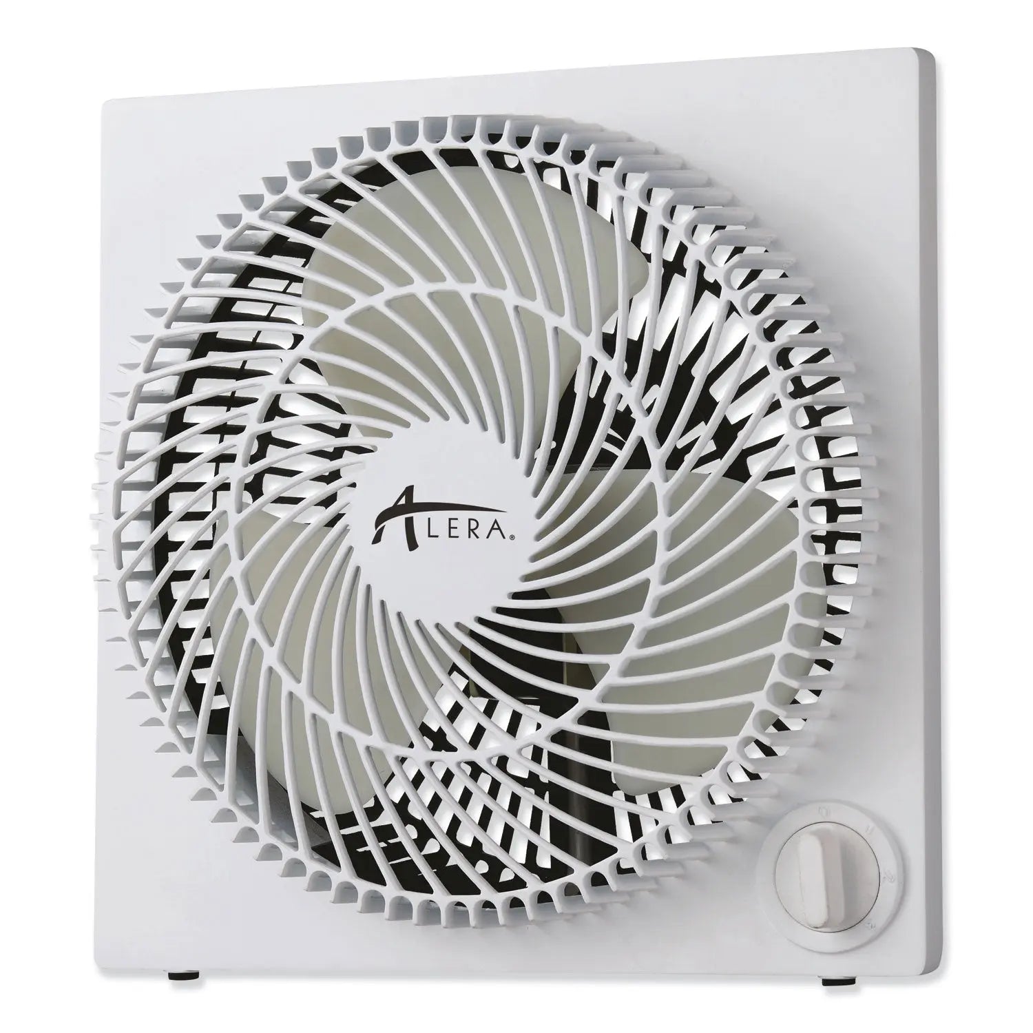 Alera® 9-Inch 3-Speed White Plastic Desktop Box Fan - Quiet Cooling for Office, Home & Dorm Rooms
