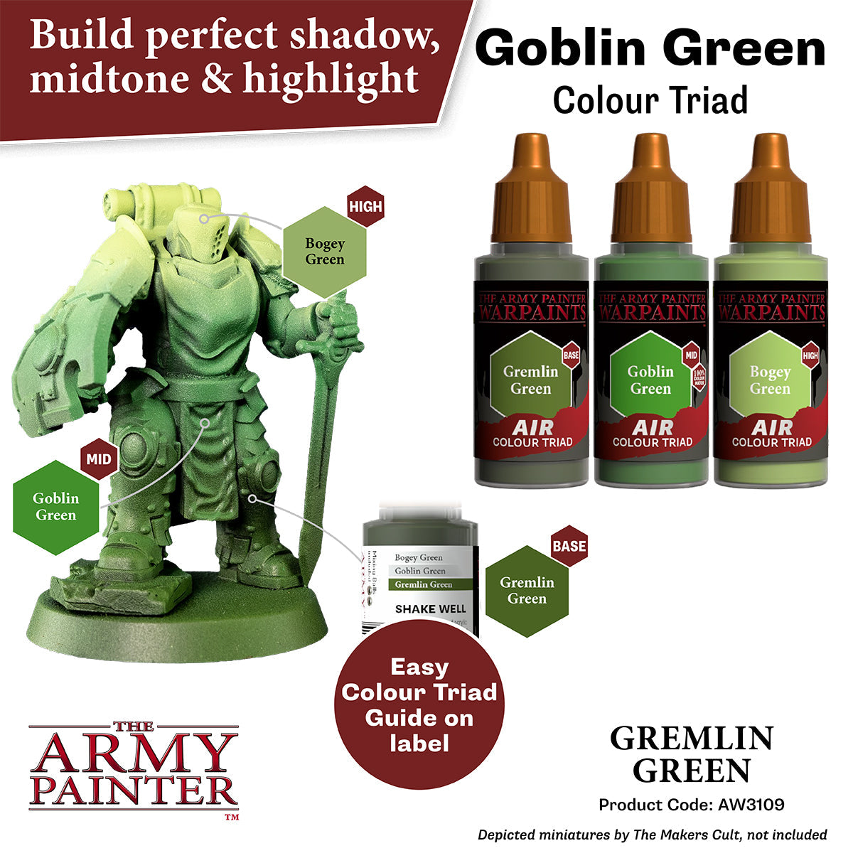 Warpaints Air: Gremlin Green - Premium Acrylic Paint for Miniatures & Models - Perfect for Warhammer, D&D, and Tabletop Gaming