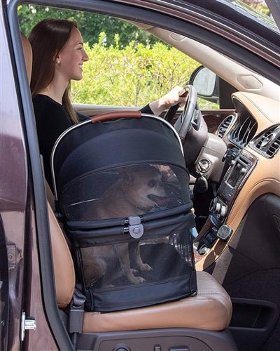 Black View 360° Rotating Pet Carrier & Car Seat for Small Dogs and Cats - Perfect for Travel, Vet Visits, and Road Trips