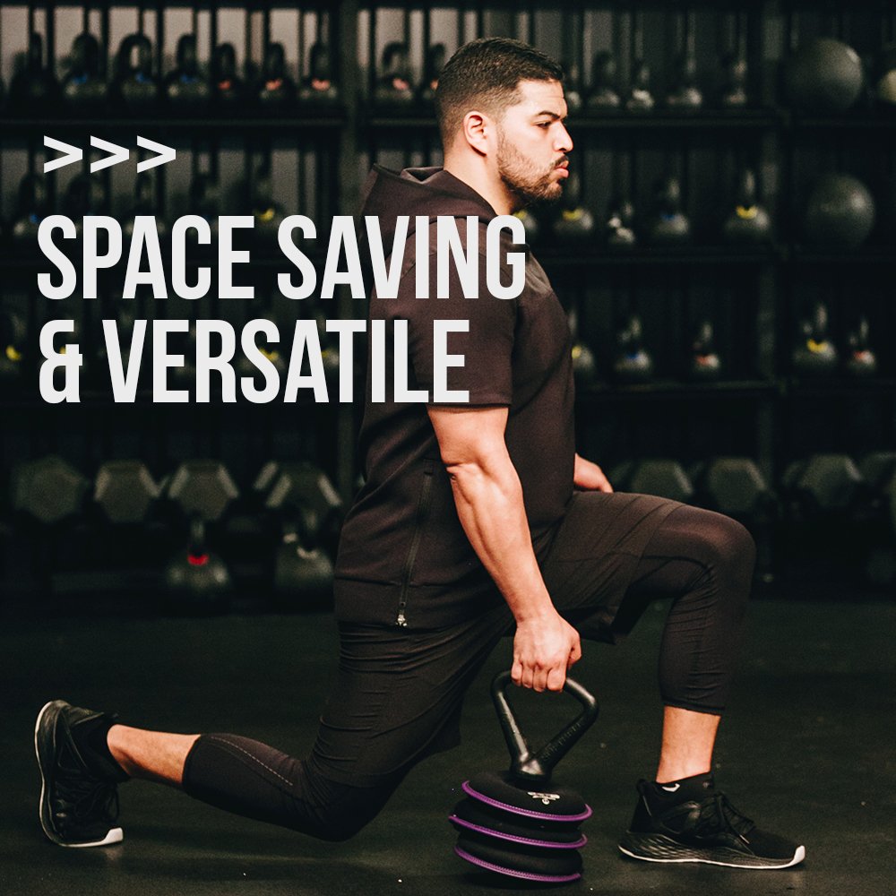 Hyperwear SoftBell Adjustable Kettlebell Set - Soft Vinyl-Coated Weight Plates with Rubber Base for Home Gym - Compatible with SoftBell Barbell & Dumbbell - Perfect for Strength Training, HIIT Workouts & CrossFit