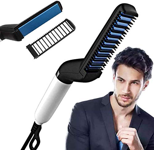 Ceramic Hair Straightener Brush for Women - Ionic Flat Iron for Smoothing & Styling All Hair Types | Perfect for Home, Travel & Salon Use