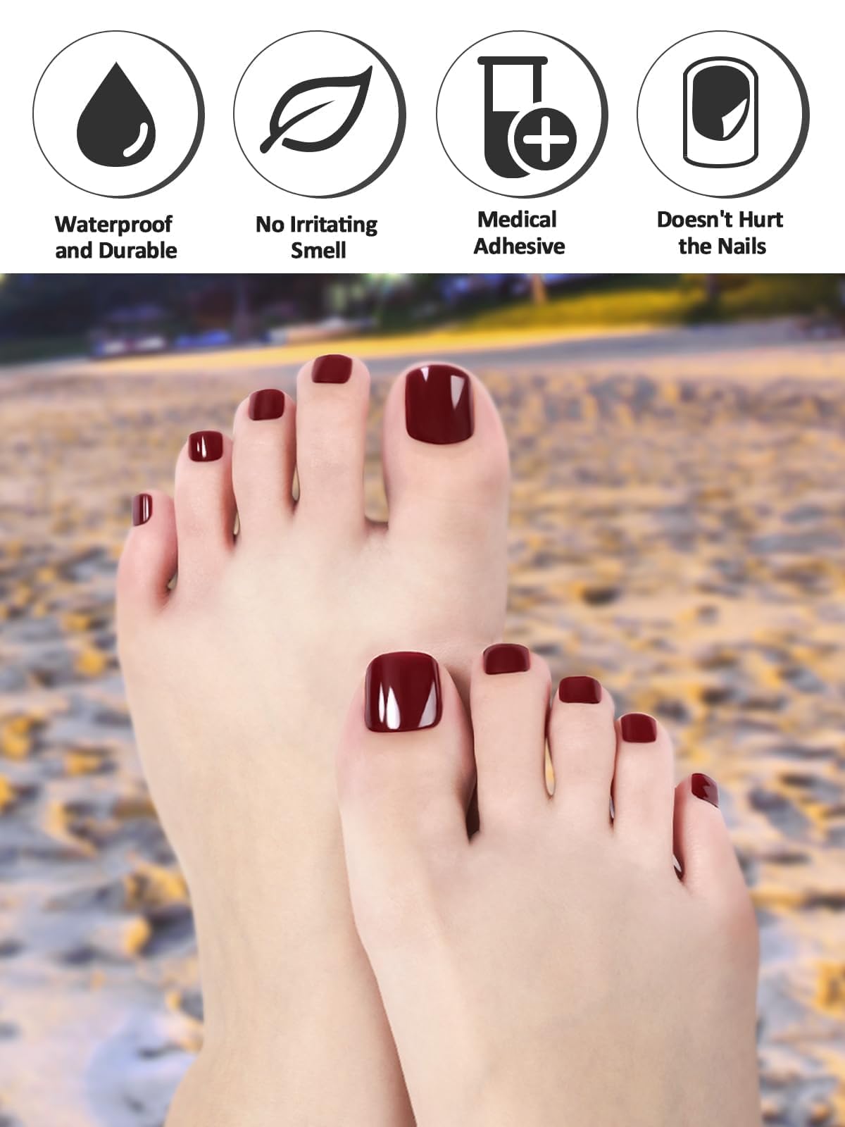 Kalolary Gel Toenail Wraps Strips - Long Lasting Brown Toenail Stickers for Pedicure, Salon Quality Nail Wraps with Nail File & Wood Stick (UV/LED Lamp Required) - Perfect for Home Manicures, Nail Art Designs & Salon Quality Results