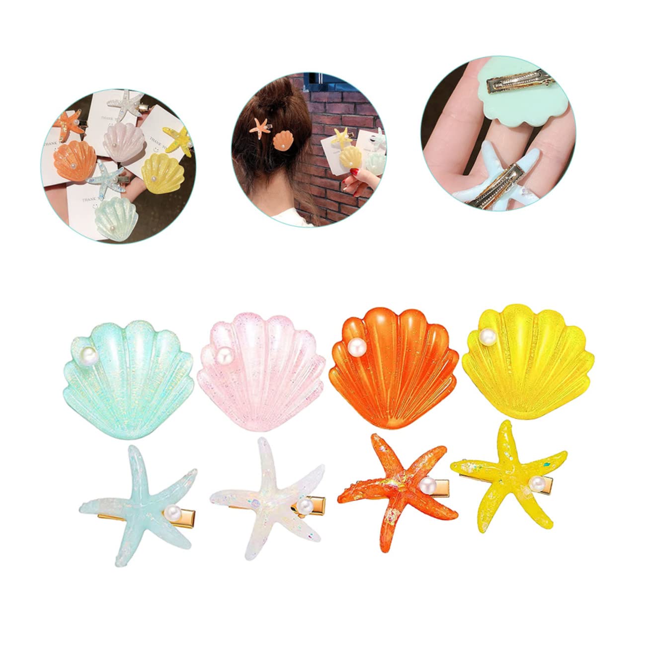 Minkissy 3 Sets Girls Hair Barrettes - Mermaid Hair Clips, Seashell Hairpins for Kids, Unique Party Hair Accessories (8pcs x 3) - Perfect for Birthday Parties, Beach Vacations & Everyday Wear