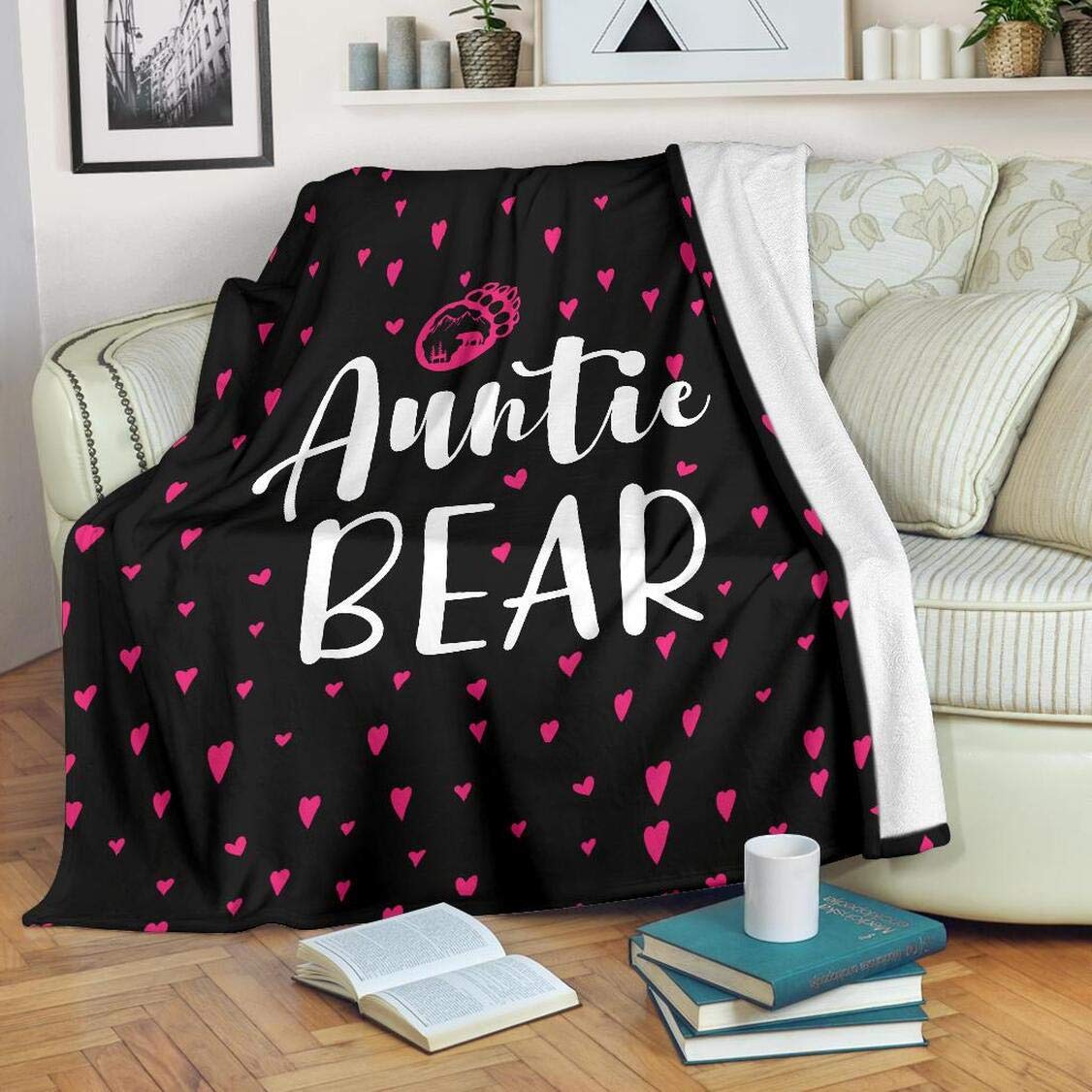 Cozy Pink Heart Sherpa Fleece Blanket - Ultra Soft & Warm Plush Throw for Bed, Couch, Sofa - Perfect for Gifts, Winter Nights, Movie Time (47x35, 60x45, 70x53, 80x60 Inches) - Auntie Bear Collection