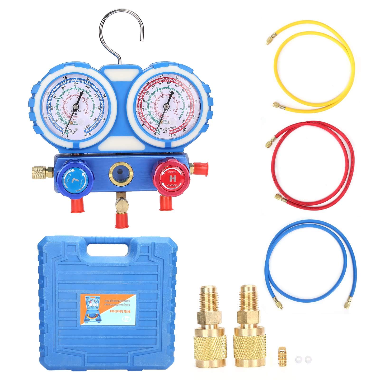 Dual Gauge Air Conditioning Manifold Set - Professional HVAC Refrigeration Equipment for AC Fluoridation & Refilling - Perfect for Kitchen, Home, and Commercial Use