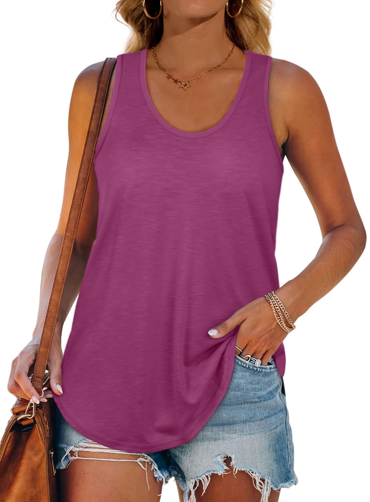 Women's Racerback Tank Tops - Loose Fit Summer Shirts for Casual Wear, Workout & Beach Outfits
