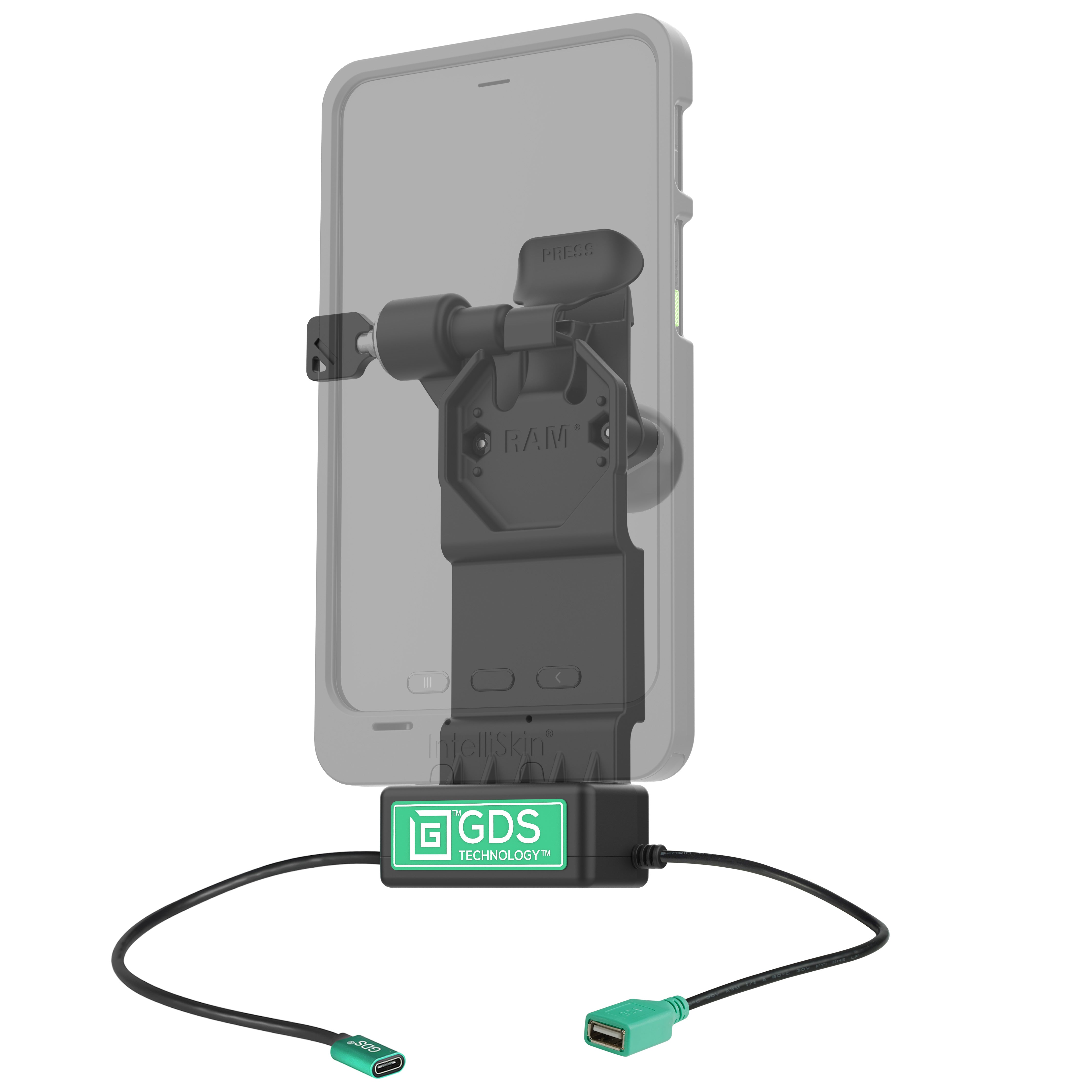 GDS® Uni Conn™ Left Locking Power & USB A Dock (RAM GDS DOCKLL U1CDU) - Secure Laptop Charging Station for Office & Home Workspace