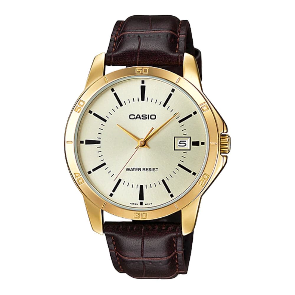 CASIO Analog MTP-V004GL-9AUDF Men's Brown Leather Watch - Stylish & Durable for Business, Casual & Everyday Wear