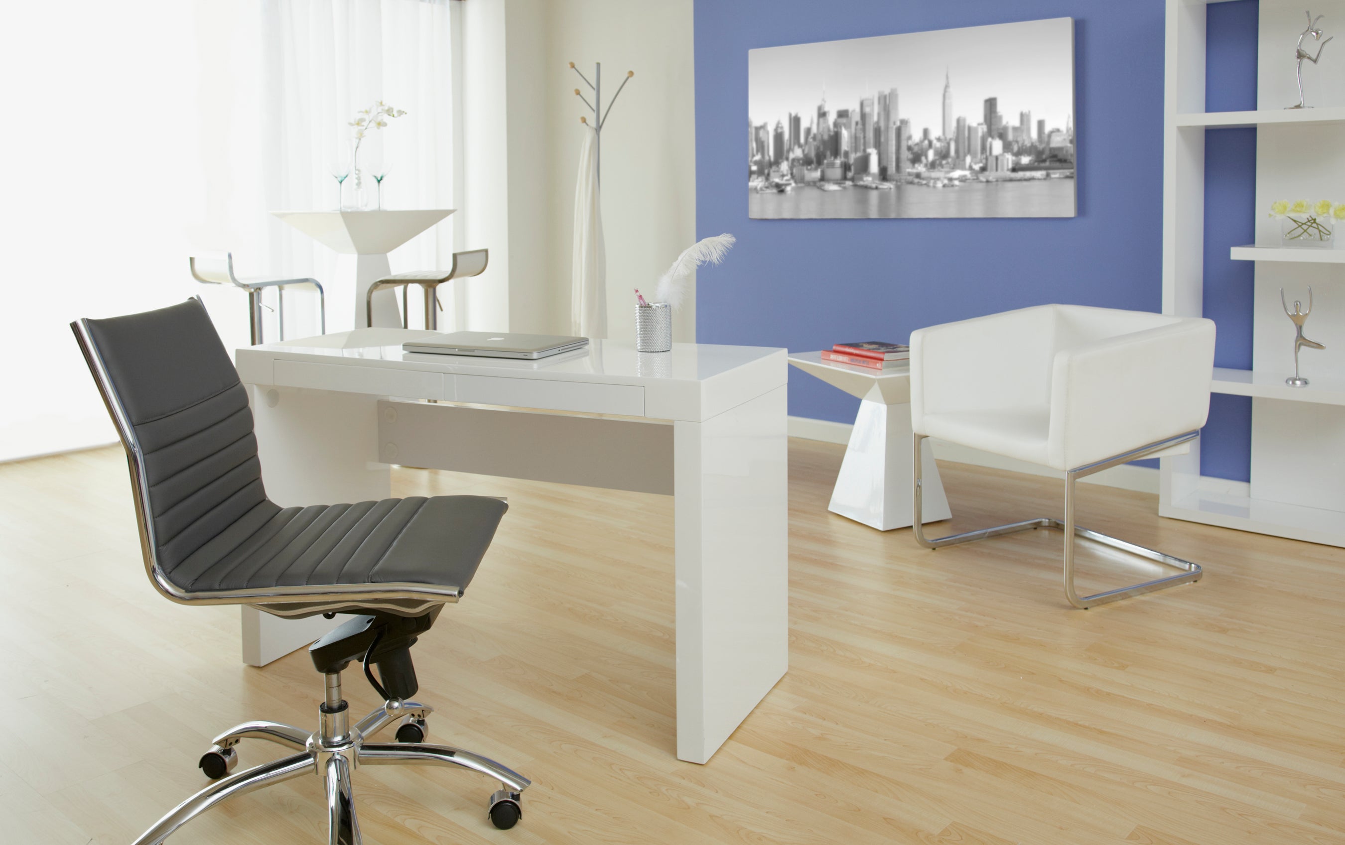 Euro Style Dirk Low Back Office Chair - Armless Ergonomic Design with Chrome Steel Base for Home, Office & Workspace Comfort