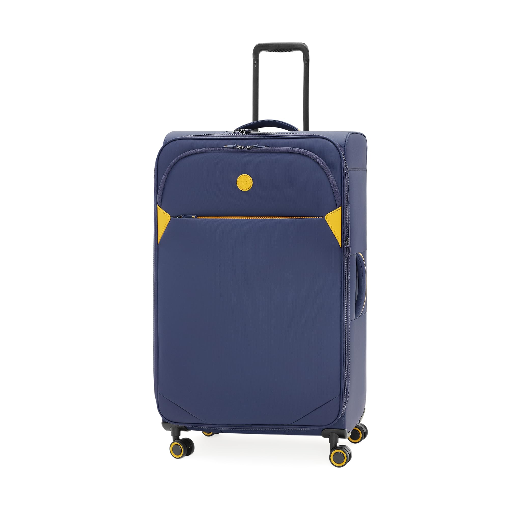 Vergae Cambridge Lightweight Expandable Softside Spinner Wheel Suitcase - 29 Inch Large Checked Luggage for Travel, Navy Blue | Perfect for International Flights & Family Vacations
