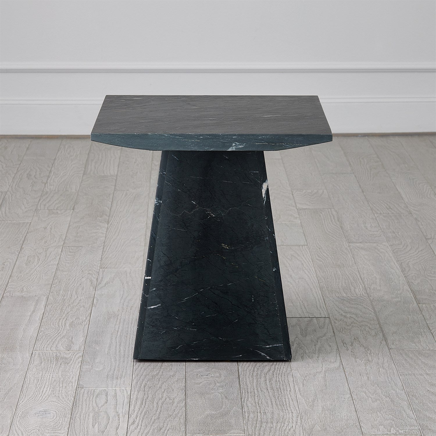 Modern Aero Side Table - Black Leathered Marble Top End Table for Living Room, Bedroom & Office - Stylish Accent Table for Home Decor