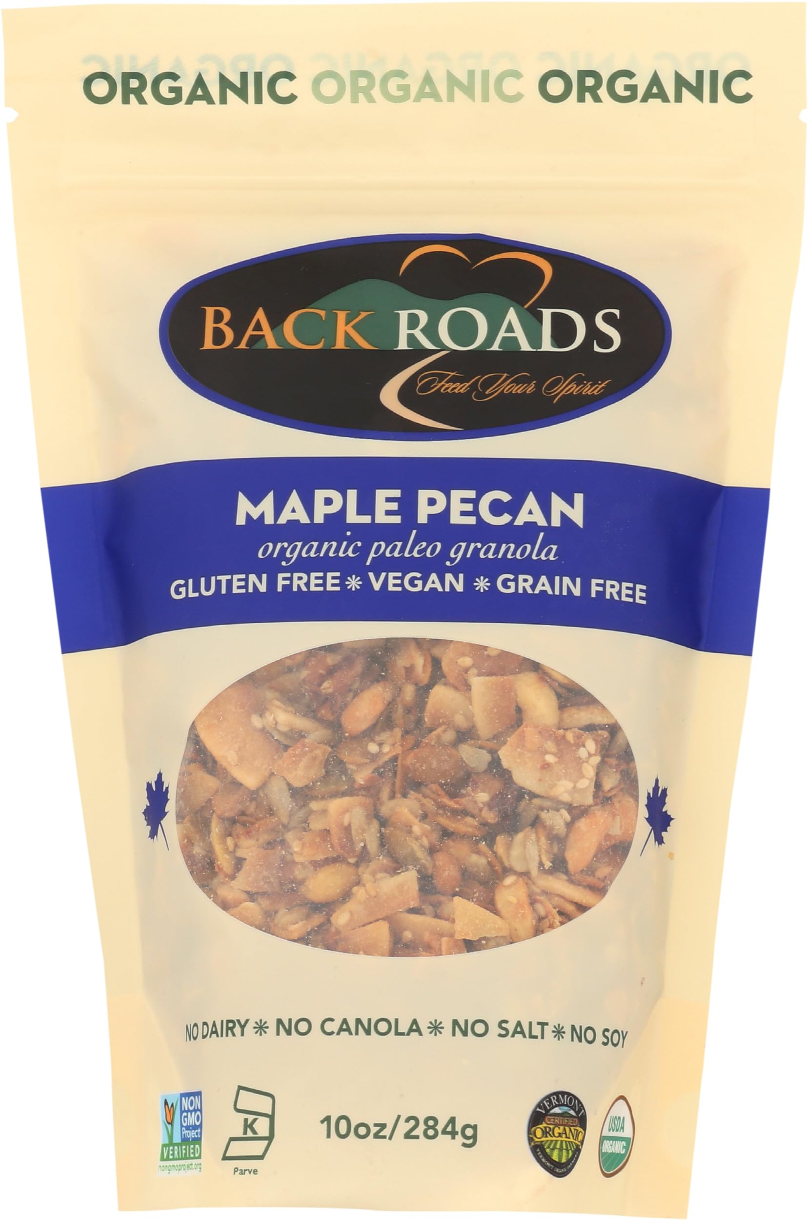 Organic Maple Pecan Granola - Gluten Free, Non-GMO, 10oz Bag - Healthy Breakfast Cereal & Snack for Hiking, Camping & Office
