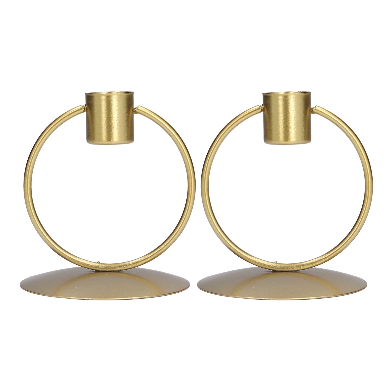 Golden Iron Round Candle Holder - Elegant Modern Candlestick for Home Decor, Wedding Centerpiece & Tabletop Decoration - Perfect for Dining Tables, Fireplace Mantels & Romantic Ambiance