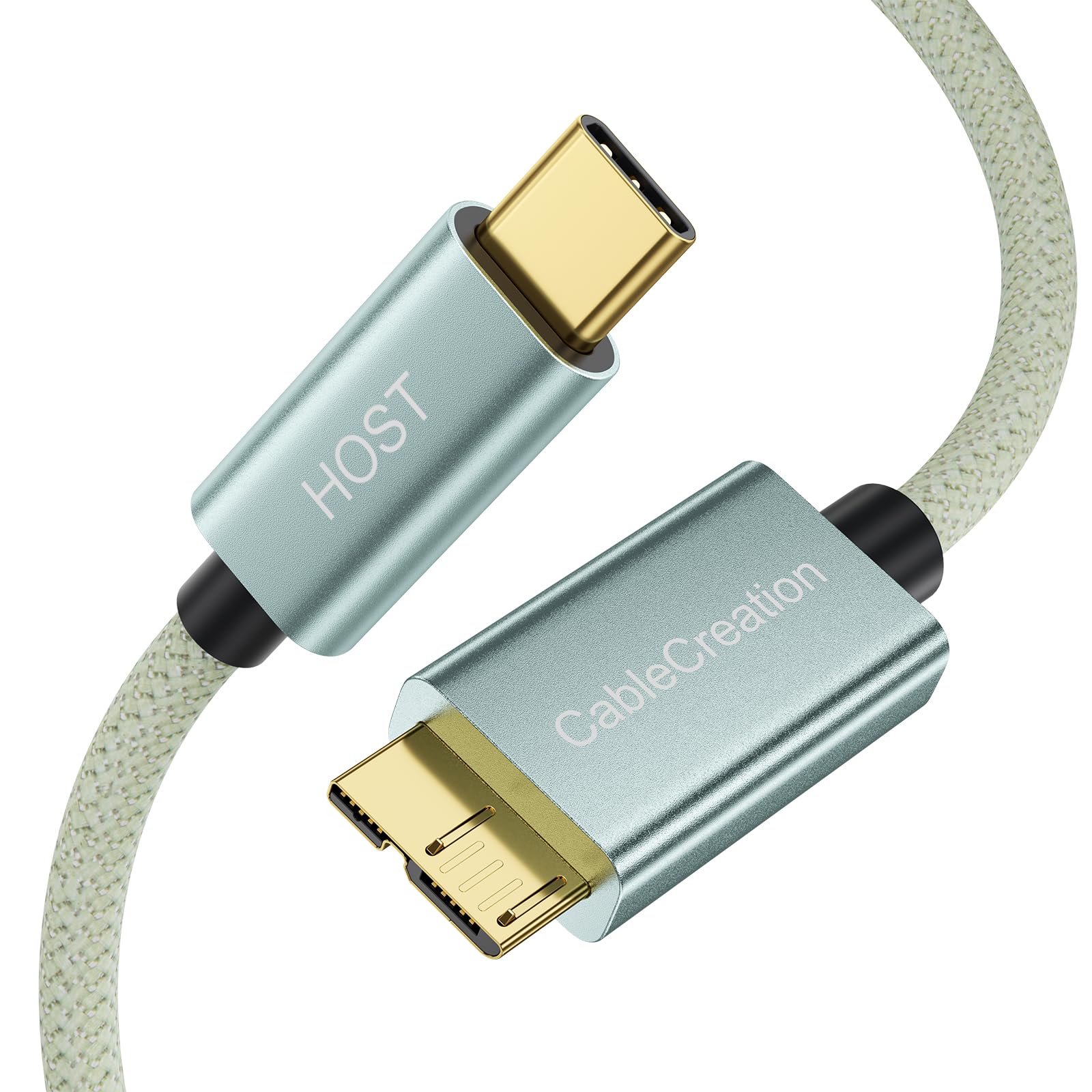CableCreation 1FT USB 3.1 Type C to Micro B Cable - 10Gbps High Speed Data Transfer for External Hard Drives, MacBook Pro/Air, Samsung Galaxy S5, WD My Passport & More - Durable Green Cord for Home Office & Travel Use