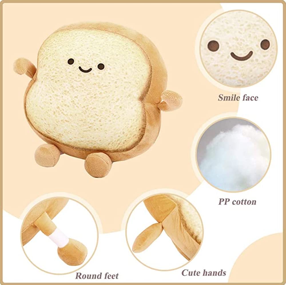 NatureMan Toast Bread Pillow - Funny Bread Shaped Plush Toy Pillow for Kids & Adults, Soft Cute Stuffed Sofa Pillow for Home Bedroom Decor (Golden) - Perfect for Lounging, Gift Giving, and Cozy Home Decor
