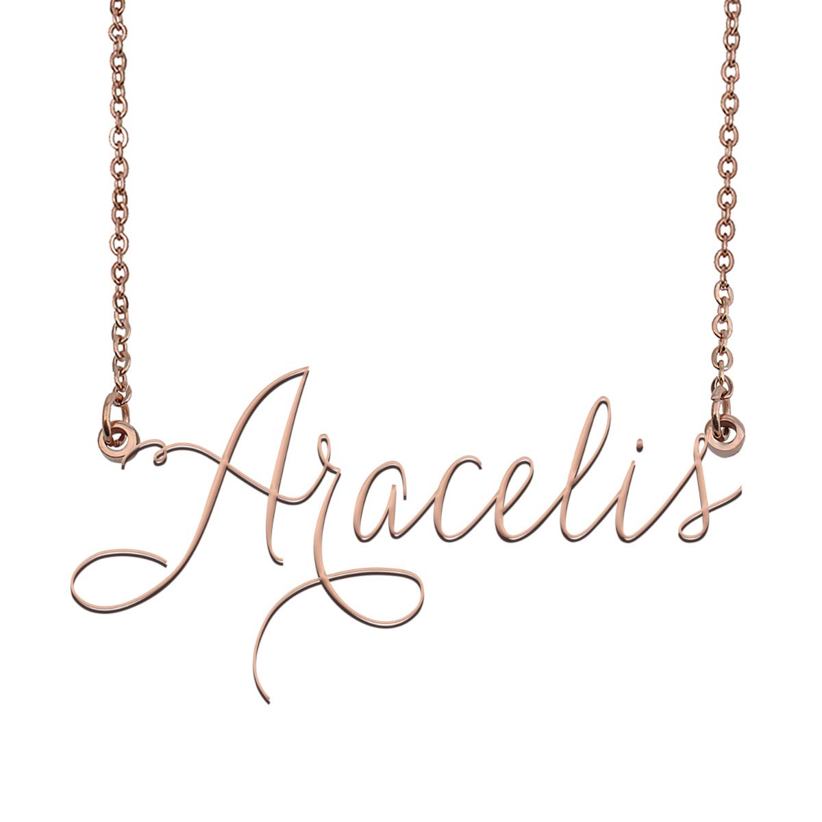 Personalized Rose Gold Name Necklace - Custom Name Plate Necklace with Engraved Name Tag - Perfect for Gifts, Anniversaries, Weddings & Everyday Elegance