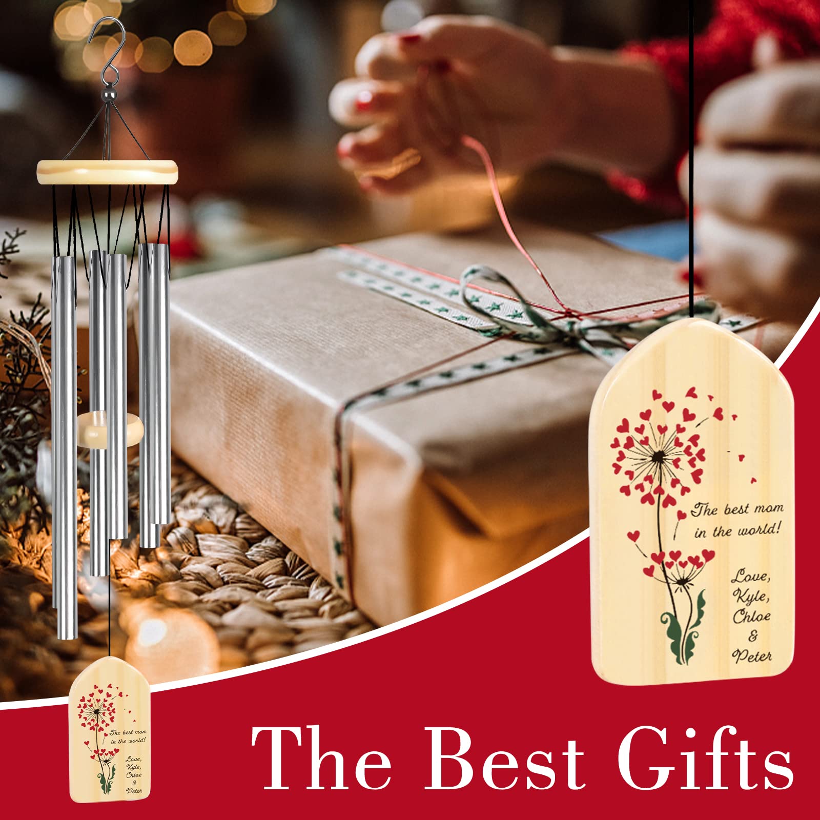 Personalized Wind Chimes for Mom - Thoughtful Mother's Day, Birthday & Christmas Gifts for Women - Perfect for Outdoor Garden, Patio & Home Decor