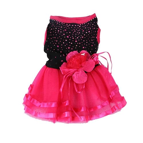 Leasote Pet Dog Rose Flower Gauze Tutu Dress Skirt - Cute Puppy Cat Princess Costume for Small & Medium Dogs - Perfect for Birthday Parties, Photo Shoots & Special Occasions