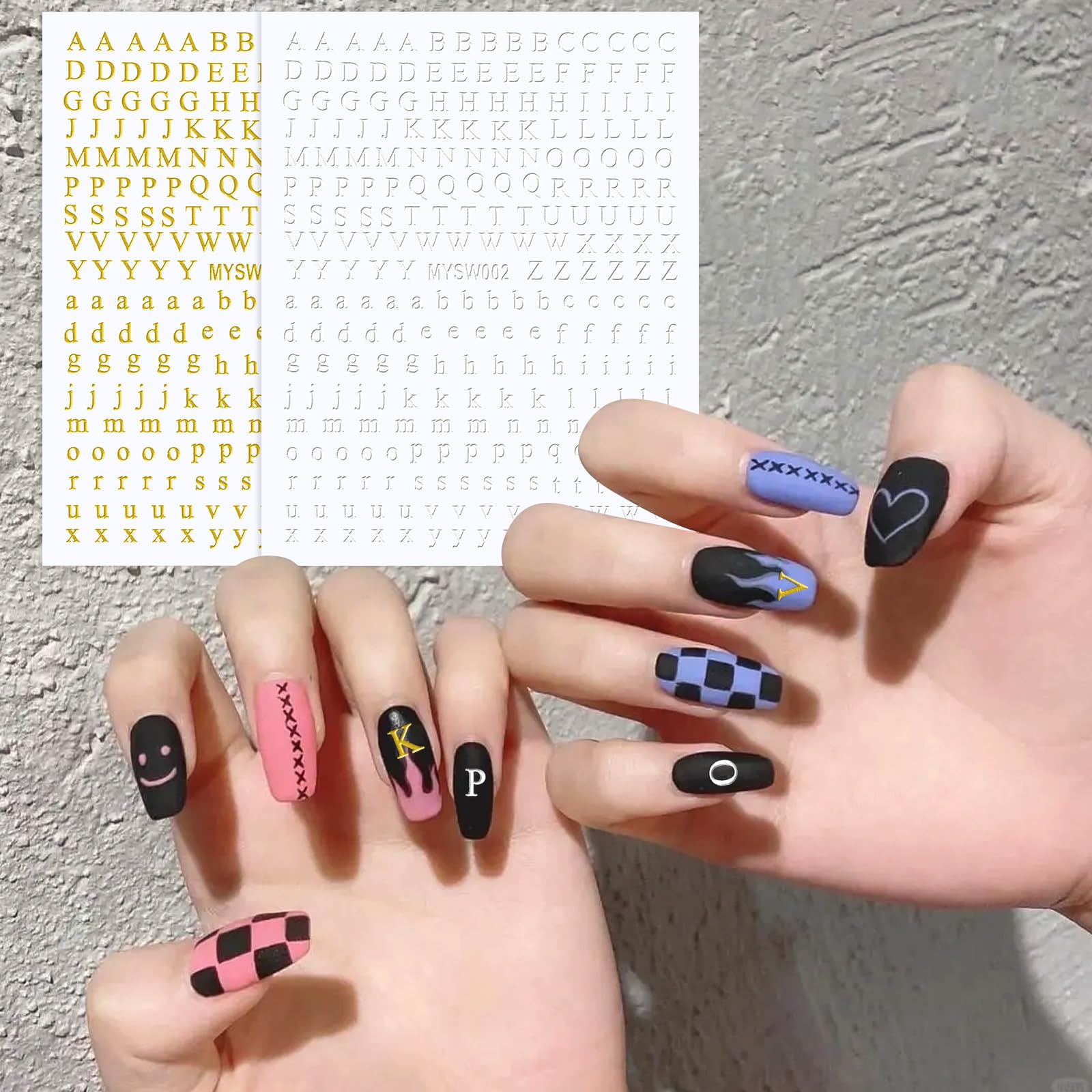 10 Sheets Self-Adhesive Letter Nail Art Stickers - Glitter English Alphabet Nail Decals for DIY Manicure (5 Colors) | Perfect for Parties, Weddings, Holidays & Everyday Nail Art Designs