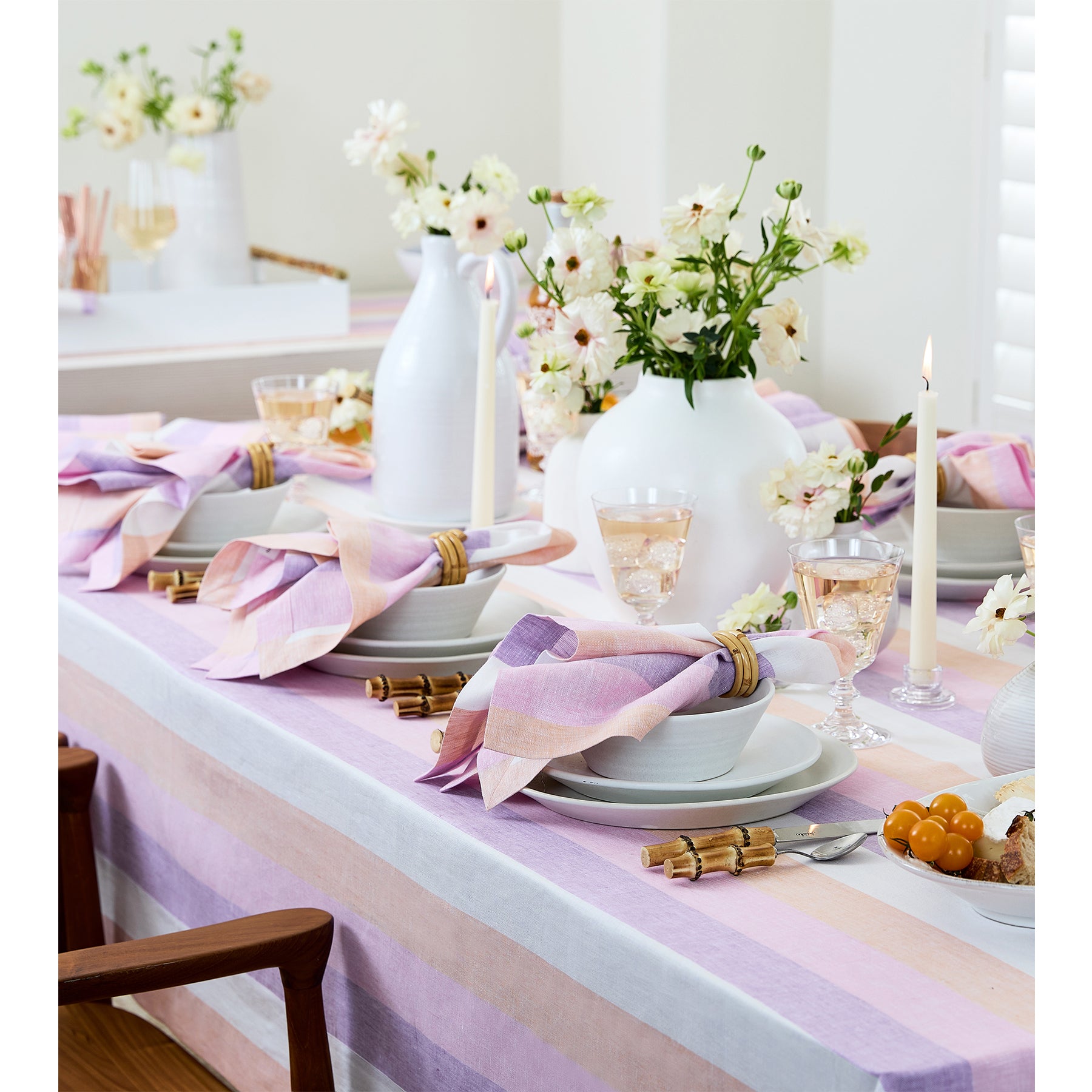 Premium Gelato Stripe Tablecloth - Waterproof & Wrinkle-Resistant Rectangular Table Cover for Dining, Parties & Outdoor Events