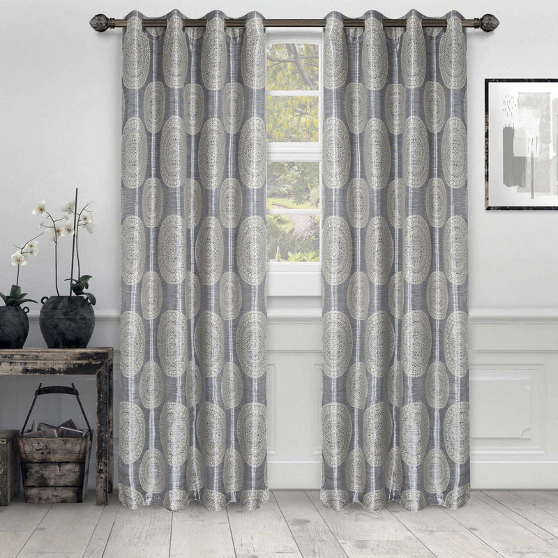 Elegant Jacquard Grommet Curtain Panel Set - Blackout Window Drapes for Living Room & Bedroom - Home Decor with Metal Grommets - Perfect for Modern House Decorating