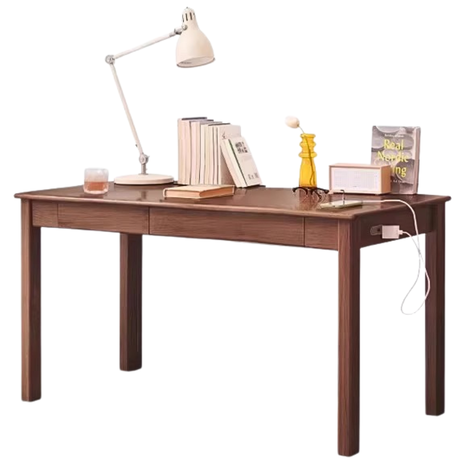 Premium Solid Oak & Ash Wood USB Office Desk - Modern Home & Workspace Furniture for Productivity & Organization | Perfect for Remote Work, Study & Office Setup