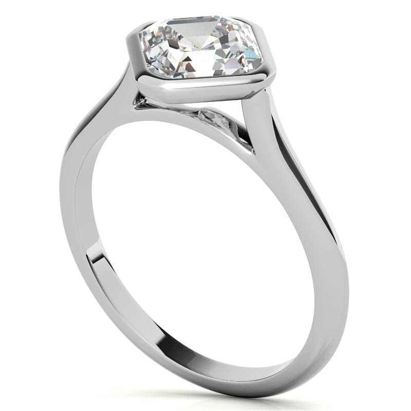 3 CT Asscher Cut Colorless Moissanite Engagement Ring for Women - Sterling Silver/Solid Gold Wedding Bridal Set with Diamond Solitaire Bezel Setting | Perfect for Proposals, Anniversaries & Special Occasions