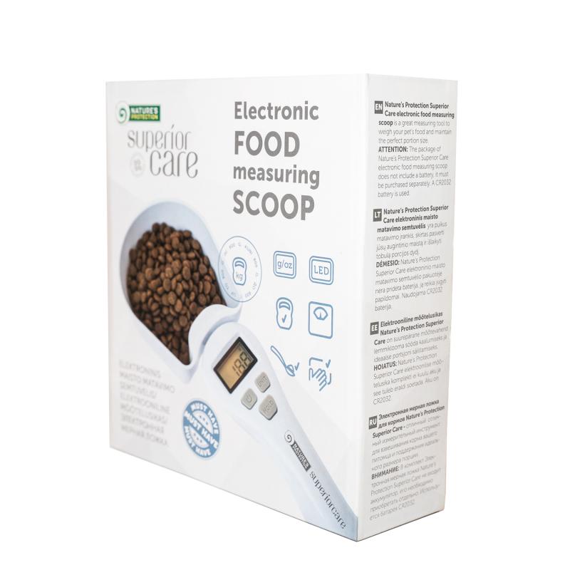 Nature's Protection Superior Care Electronic Pet Food Scoop with LCD Screen - Precise Measuring in Grams & Ounces for Dogs & Cats - Perfect for Portion Control & Diet Management