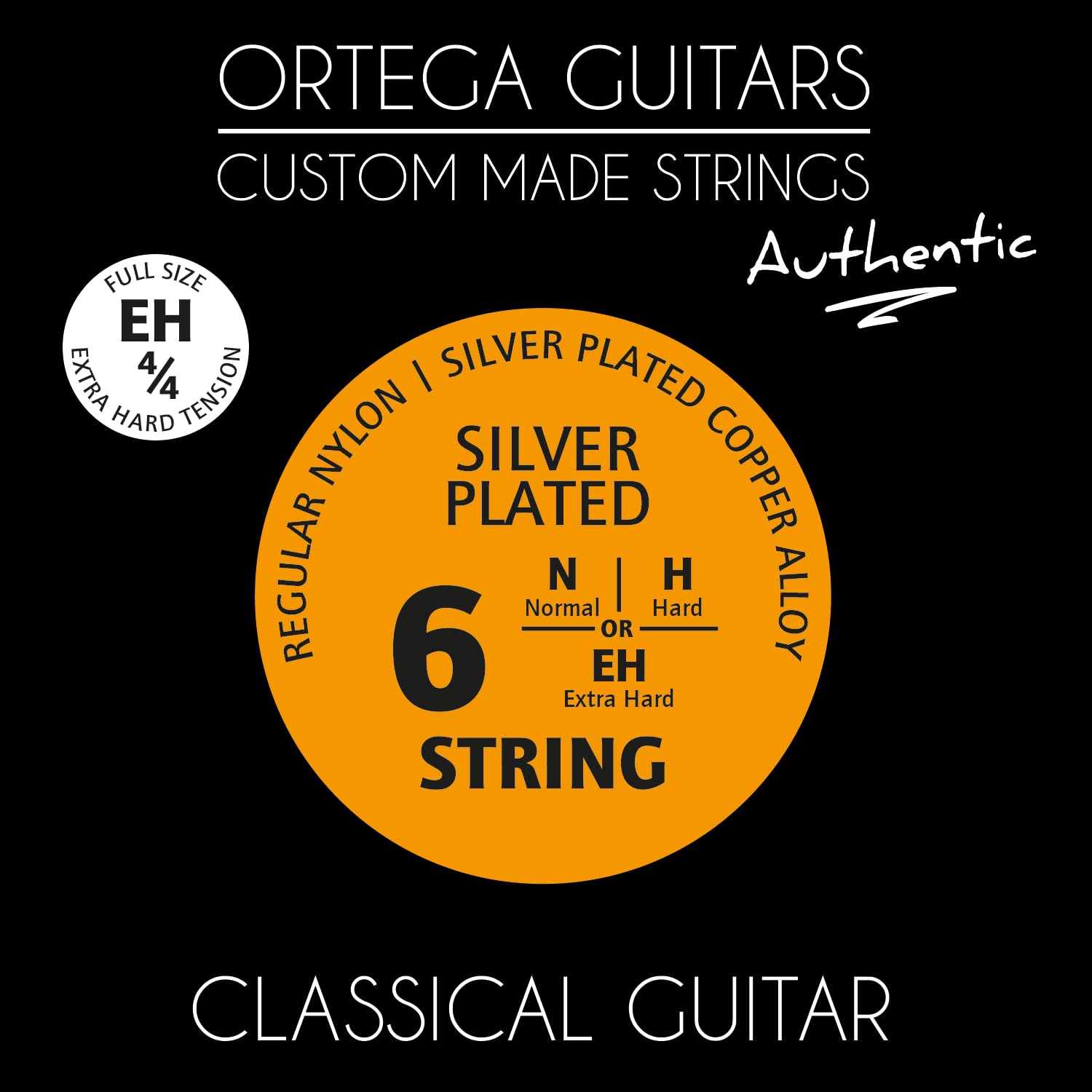 Authentic Nylon Classical Guitar Strings - Extra Hard Tension with Silver-Plated Copper Alloy Winding | Perfect for Professional Performances & Studio Recording