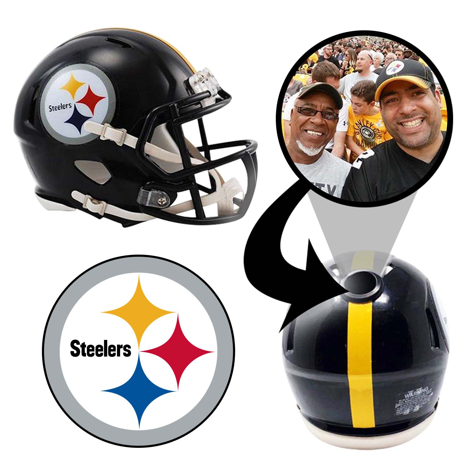 Pittsburgh Steelers NFL Mini Helmet with Display Case - Officially Licensed Collectible Football Memorabilia for Fans, Man Cave, Sports Bar Decor, and Game Room Display