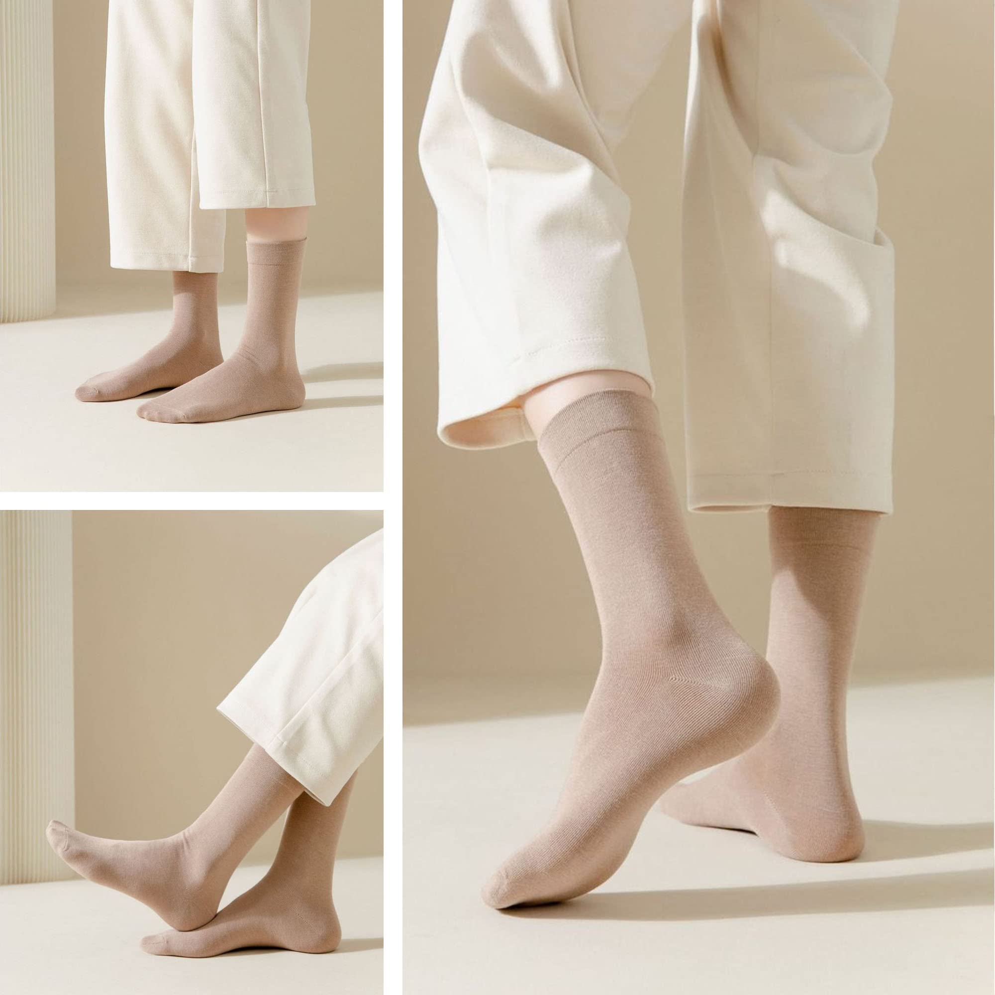 Women's Thin Crew Socks - Soft Cotton Dress Socks for Business & Casual Wear (3-6 Pairs) - Perfect for Office, Travel & Everyday Comfort