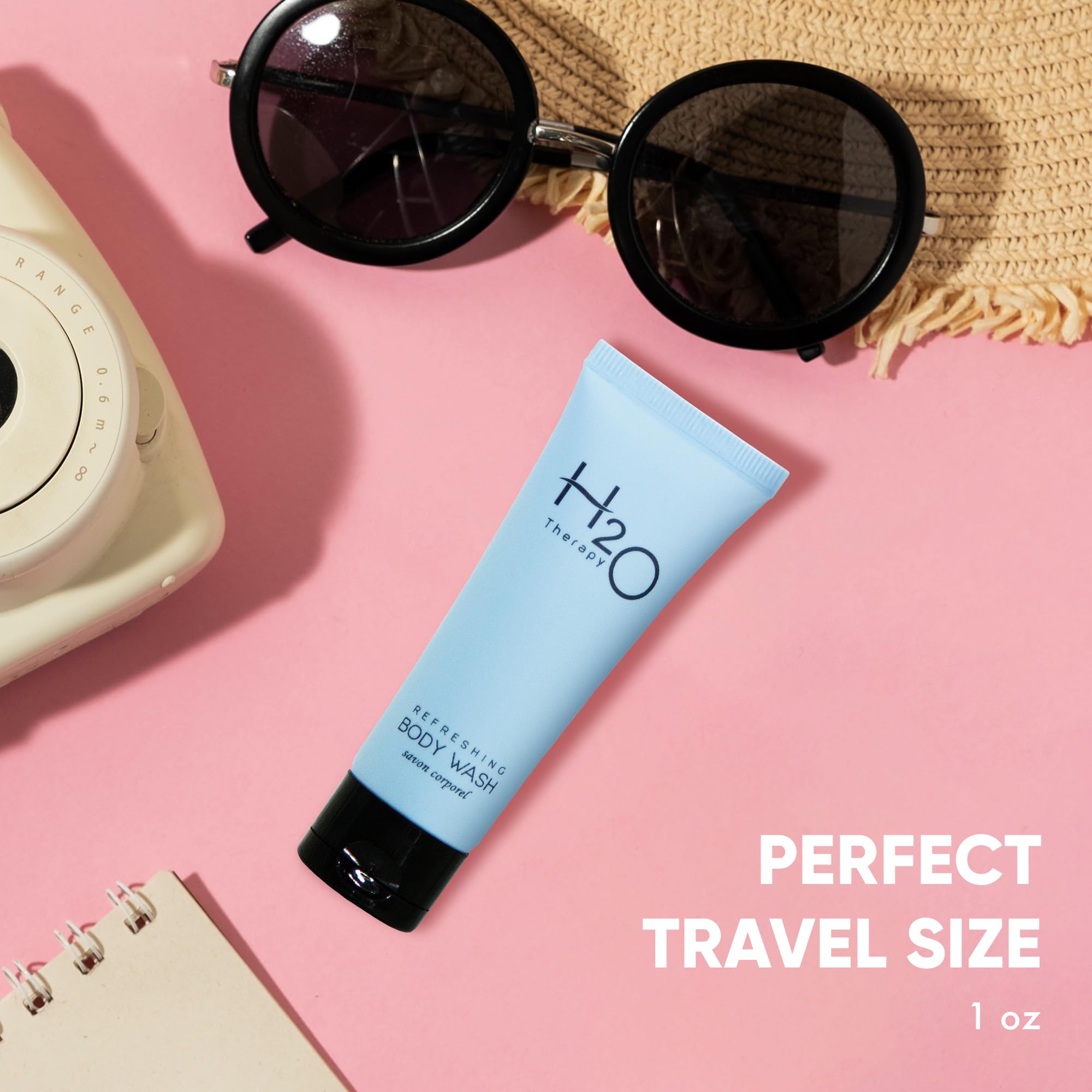 H2O Therapy Shampoo & Body Wash Travel Size - 1 oz Bottles (Pack of 300) | Hotel & Hospitality Amenities | Perfect for Hotels, Gyms, Spas & Travel Toiletries
