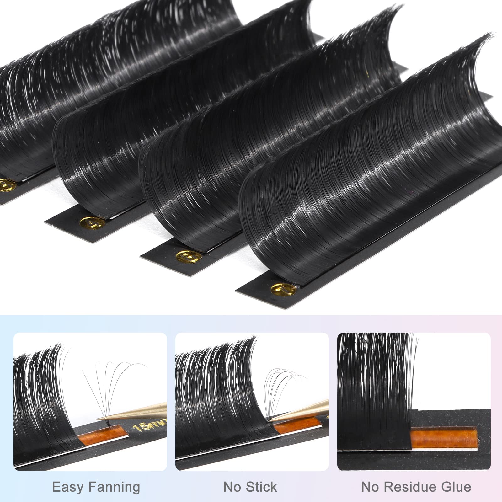 Premium 0.07mm D-Curve Eyelash Extensions Kit - 8-15mm Volume Lashes for Rapid Blooming & Self-Fanning | Professional Salon Quality False Eyelashes for Bridal, Party & Special Occasion Makeup