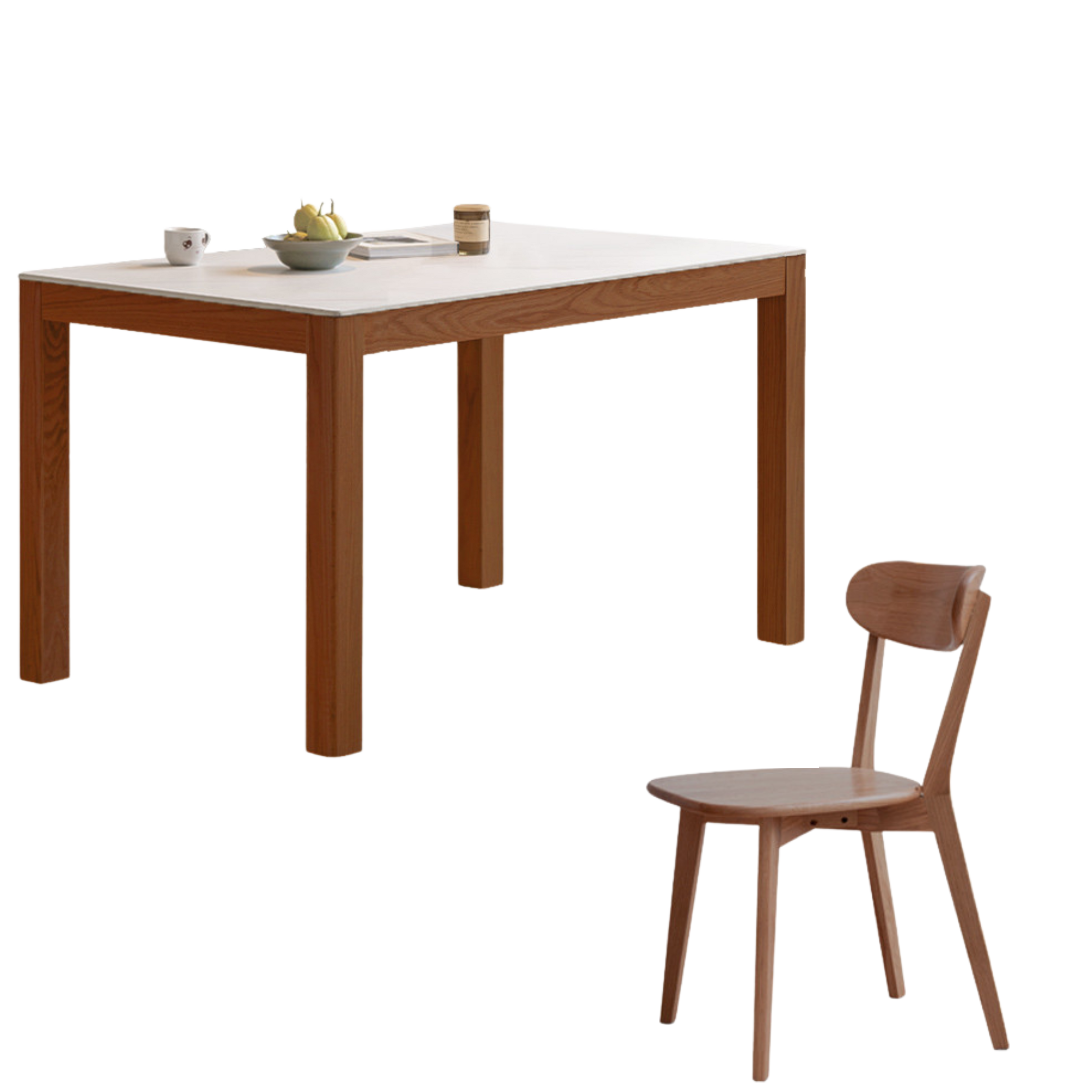 47x29.2x29.6 inch / 119.4x74.4x75.2 cm /  Walnut color / One table and four chairs chair