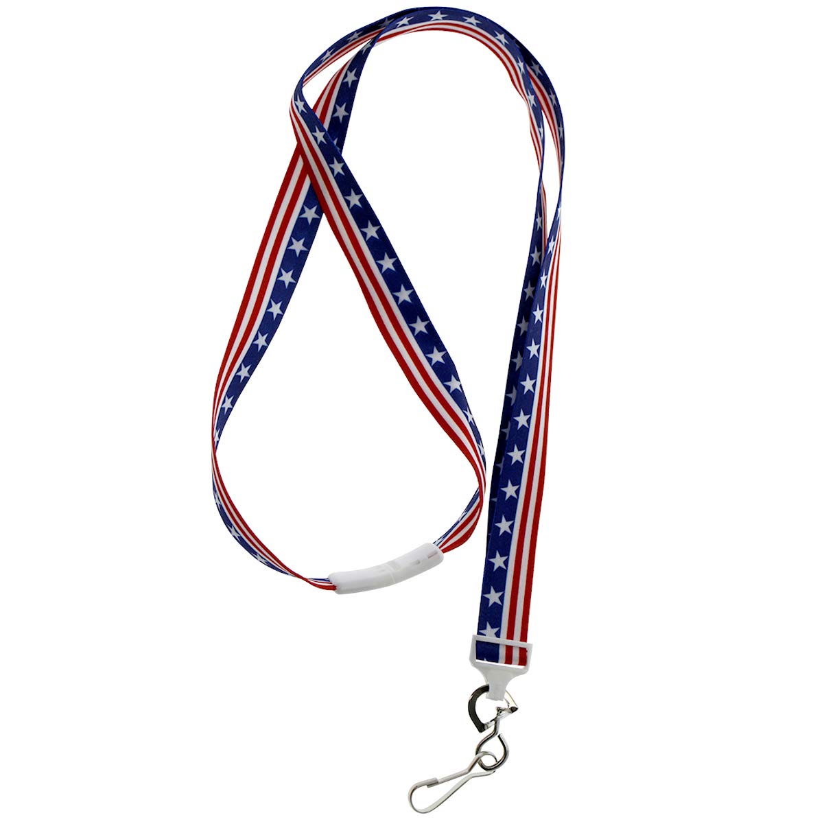 USA Flag Lanyard 100 Pack - Breakaway ID Badge & Key Holder for 4th July - Office, School, Events