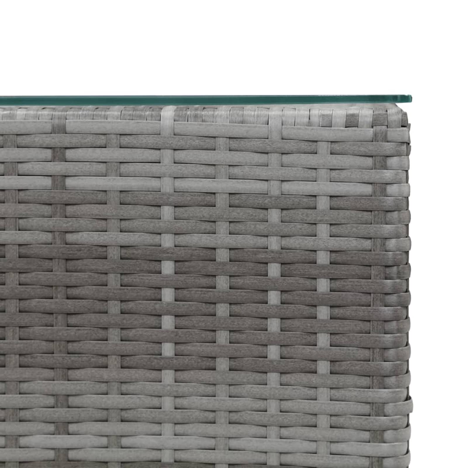 3-Piece Gray Poly Rattan Side Tables with Glass Tops - Modern End Tables for Living Room, Bedroom, or Office Decor