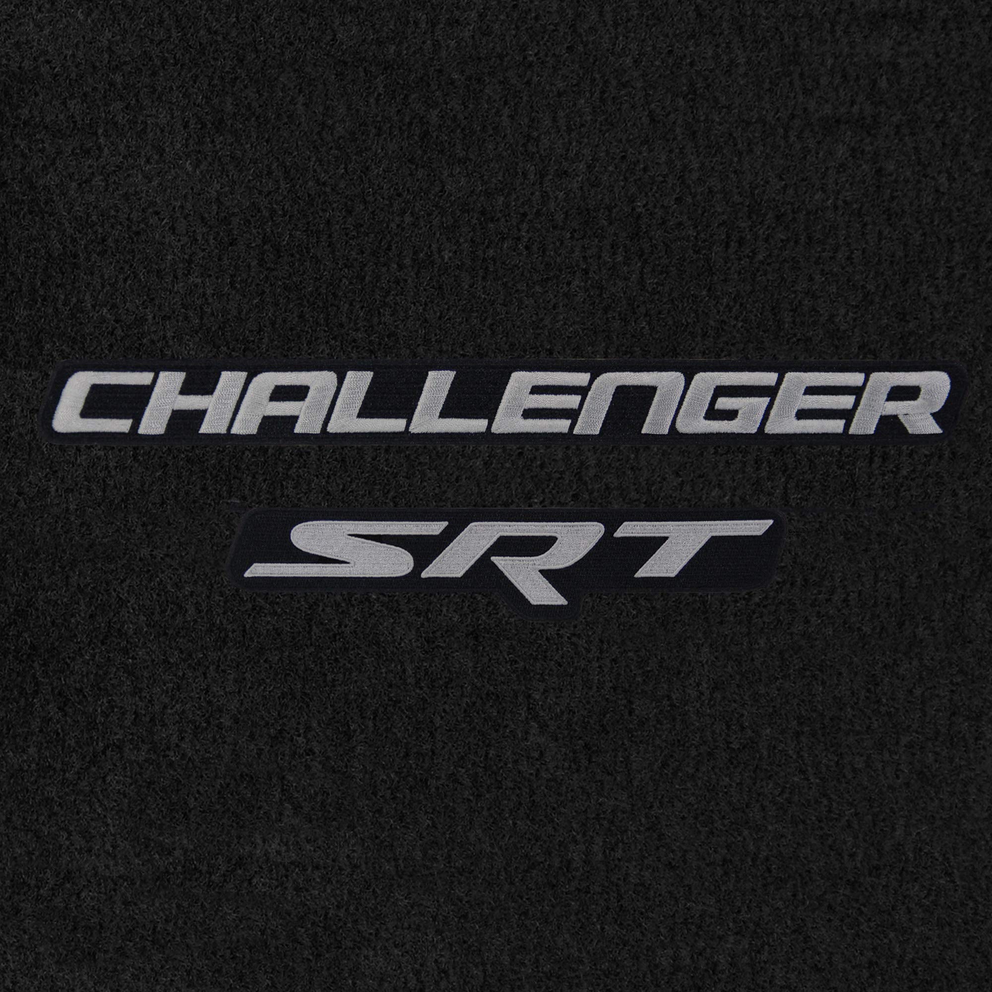 Premium Custom-Fit Carpeted Floor Mats for 2011 Dodge Challenger RWD - Luxury Car Floor Liners with Trunk Mat (Charcoal/Silver 'Challenger SRT' Design) - Perfect for Road Trips, Daily Commutes & Car Shows